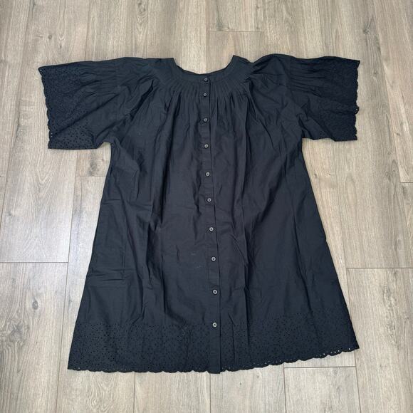 J Crew Jolie Eyelet Cotton Poplin Button Up Mini Dress US Women's XS New - Picture 2 of 7